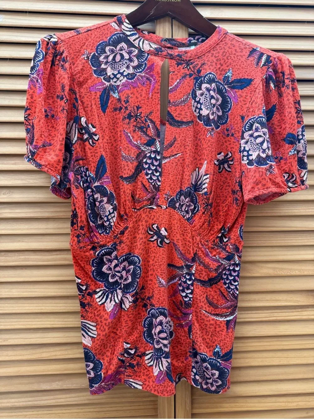 Free People Floral short sleeve Top size medium